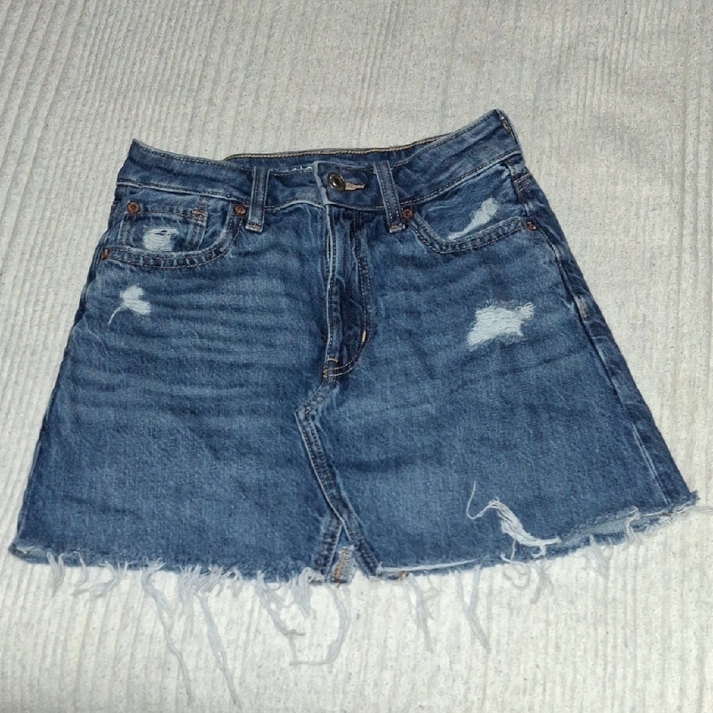 Denim Distressed Skirt